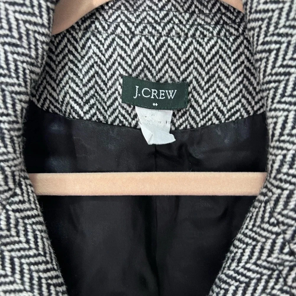 J. Crew Monochrome Herringbone Pea Coat‎ - Picture 2 of 8